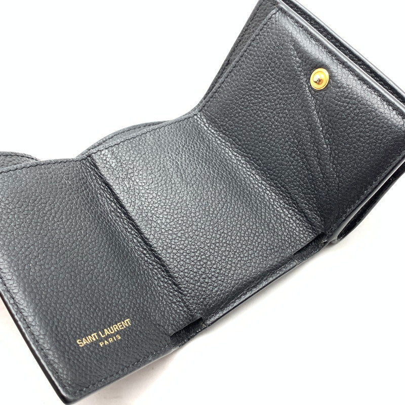 【中古品】【メンズ】 SAINT LAURENT サンローラン 669959 ORIGAMI TINY WALLET レザー 3つ折り財布 ウォレット ブランド 181-260921-gm-41-fuzh カラー：ブラック 万代Net店