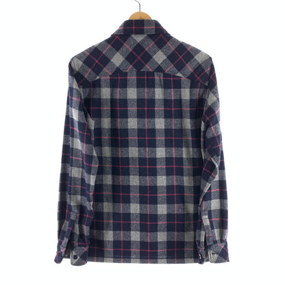 【中古品】【メンズ】 HYSTERIC GLAMOUR ヒステリックグラマー WOOL LS SHIRT ウール長袖シャツ ブランド 古着 140-260923-gm-25-fuzh サイズ：M カラー：ネイビー ピンク 万代Net店