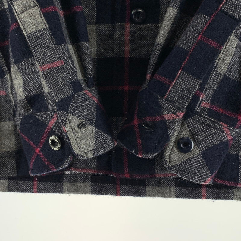 【中古品】【メンズ】 HYSTERIC GLAMOUR ヒステリックグラマー WOOL LS SHIRT ウール長袖シャツ ブランド 古着 140-260923-gm-25-fuzh サイズ：M カラー：ネイビー ピンク 万代Net店