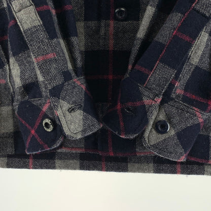【中古品】【メンズ】 HYSTERIC GLAMOUR ヒステリックグラマー WOOL LS SHIRT ウール長袖シャツ ブランド 古着 140-260923-gm-25-fuzh サイズ：M カラー：ネイビー ピンク 万代Net店