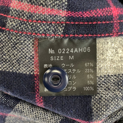 【中古品】【メンズ】 HYSTERIC GLAMOUR ヒステリックグラマー WOOL LS SHIRT ウール長袖シャツ ブランド 古着 140-260923-gm-25-fuzh サイズ：M カラー：ネイビー ピンク 万代Net店