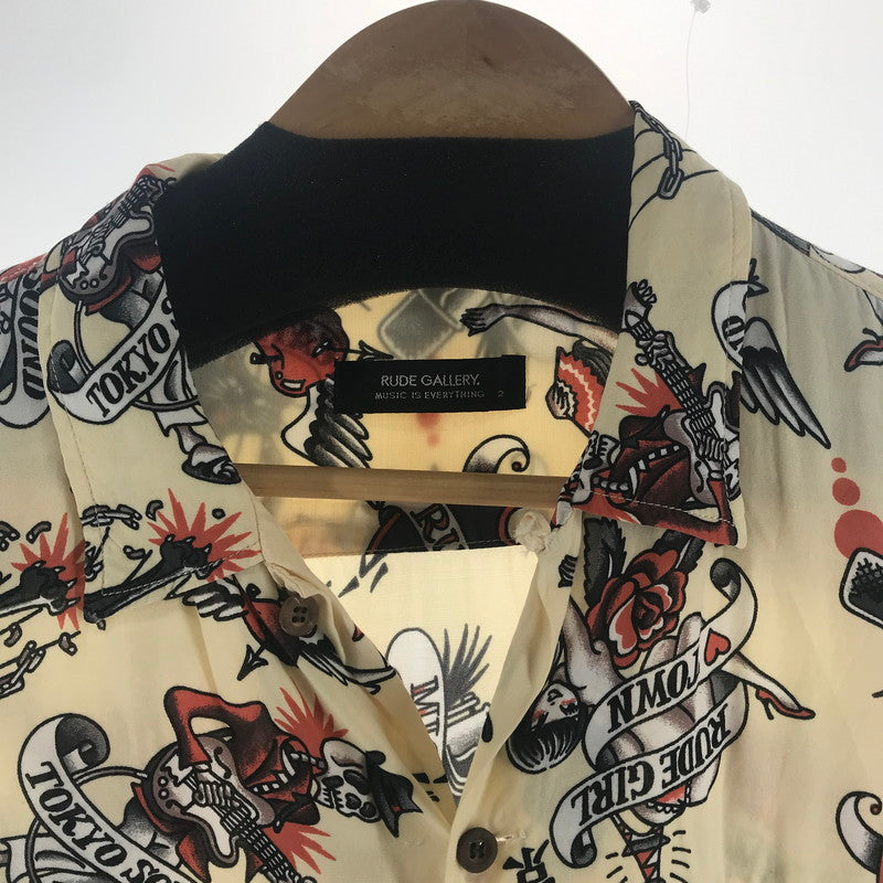 【中古品】【メンズ】 RUDE GALLERY ルードギャラリー 長袖シャツ CREAM.総柄 SIZE:2 142-260924-ky-07-fuzh 万代Net店