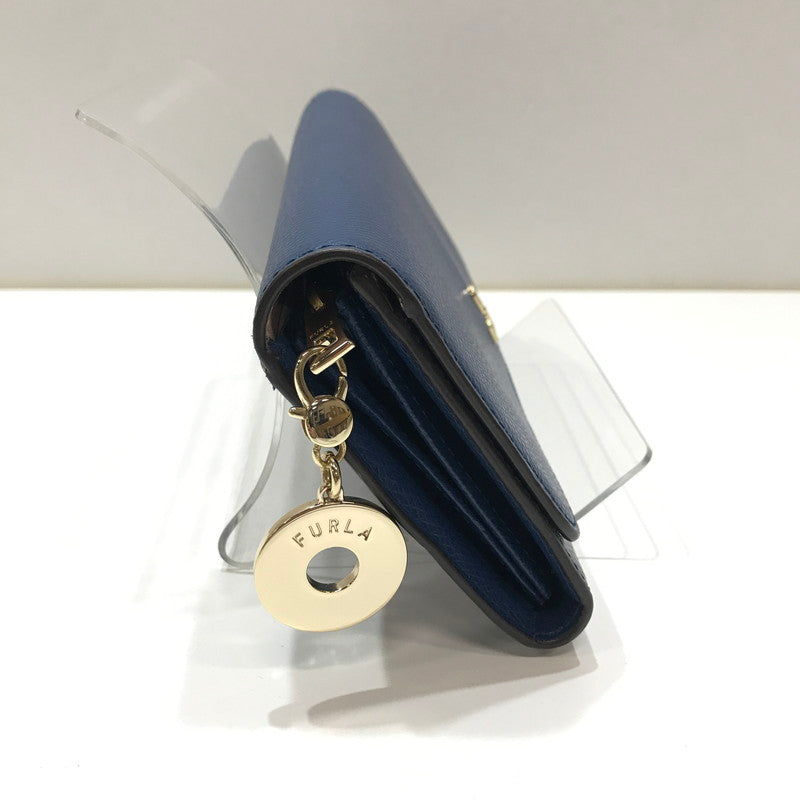 【中古美品】【レディース】 FURLA フルラ 長財布 カラーNAVY.PINK スナップボタン 本体のみ 財布 181-260924-ky-14-fuzh 万代Net店