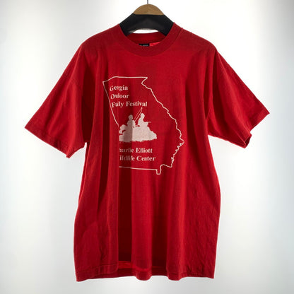 【中古品】【メンズ】 BEST ベスト 90年代 Tシャツ RED.釣りプリント 半袖 男性 ※汚れあり 145-260927-io-12-fuzh サイズ：XL カラー：レッド 万代Net店