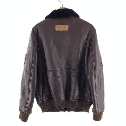 【中古品】【メンズ】 TED MAN レザー フライトジャケット 刺繍 アウター ブランド 古着 145-260923-gm-22-fuzh サイズ：L カラー：ブラウン 万代Net店
