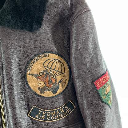 【中古品】【メンズ】 TED MAN レザー フライトジャケット 刺繍 アウター ブランド 古着 145-260923-gm-22-fuzh サイズ：L カラー：ブラウン 万代Net店