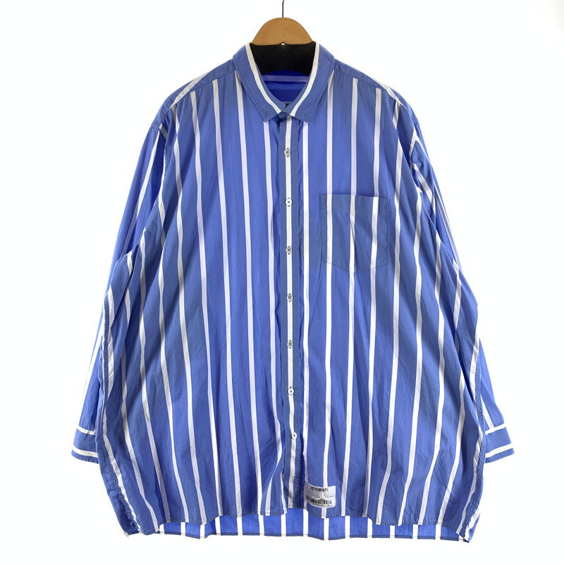【中古品】【メンズ】 VETEMENTS ヴェトモン ストライプ 長袖シャツ オーバーサイズ ブランド 古着 140-260923-gm-46-fuz サイズ：XS カラー：ブルー ホワイト 万代Net店