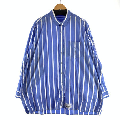 【中古品】【メンズ】 VETEMENTS ヴェトモン ストライプ 長袖シャツ オーバーサイズ ブランド 古着 140-260923-gm-46-fuz サイズ：XS カラー：ブルー ホワイト 万代Net店
