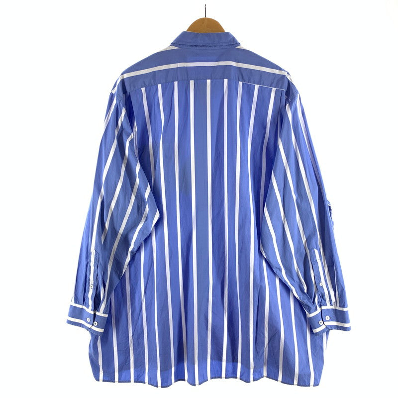 【中古品】【メンズ】 VETEMENTS ヴェトモン ストライプ 長袖シャツ オーバーサイズ ブランド 古着 140-260923-gm-46-fuz サイズ：XS カラー：ブルー ホワイト 万代Net店
