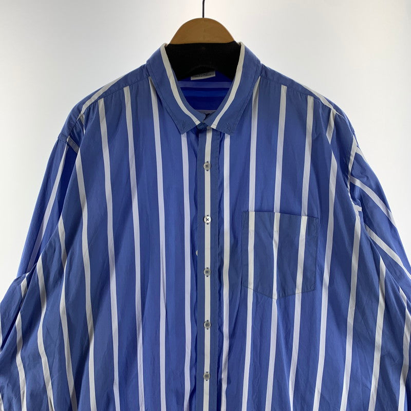 【中古品】【メンズ】 VETEMENTS ヴェトモン ストライプ 長袖シャツ オーバーサイズ ブランド 古着 140-260923-gm-46-fuz サイズ：XS カラー：ブルー ホワイト 万代Net店