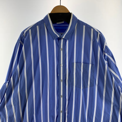 【中古品】【メンズ】 VETEMENTS ヴェトモン ストライプ 長袖シャツ オーバーサイズ ブランド 古着 140-260923-gm-46-fuz サイズ：XS カラー：ブルー ホワイト 万代Net店