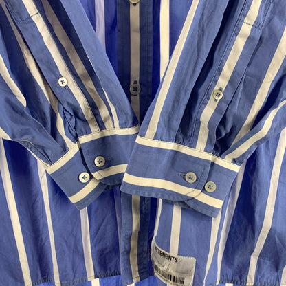 【中古品】【メンズ】 VETEMENTS ヴェトモン ストライプ 長袖シャツ オーバーサイズ ブランド 古着 140-260923-gm-46-fuz サイズ：XS カラー：ブルー ホワイト 万代Net店