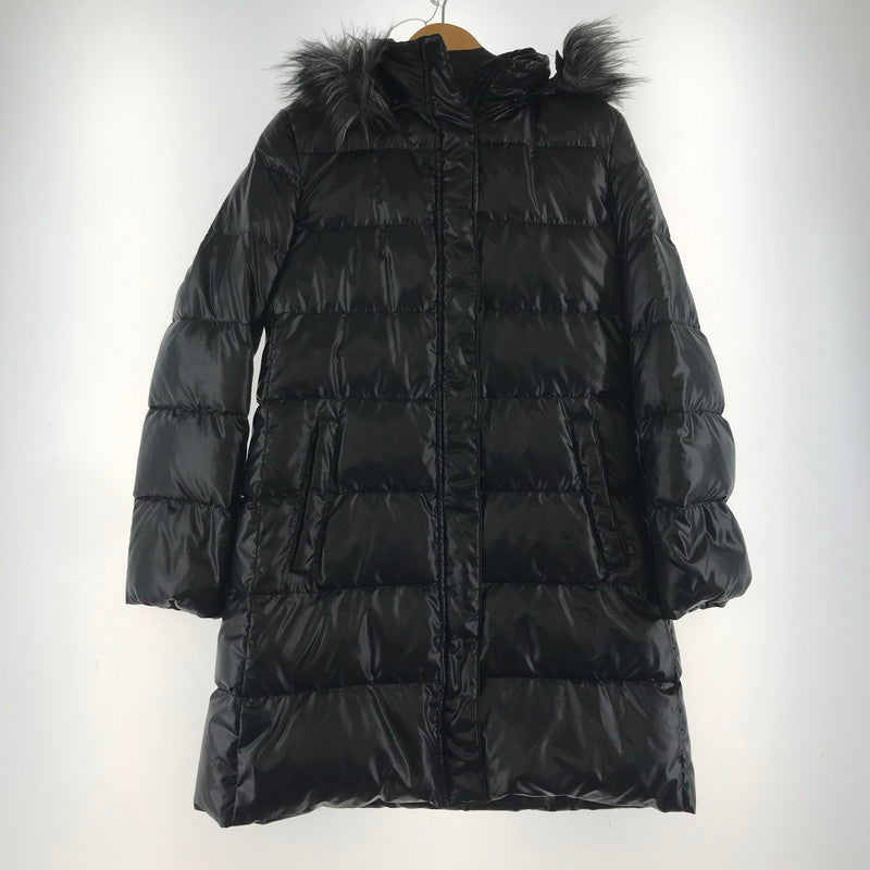 【中古品】【レディース】 UNIQLO ユニクロ DOWN COAT ダウンコート アウター 上着 フード付き BLACK ※使用感あり・腰ベルト無し 169-261018-io-02-fuzh サイズ：L カラー：ブラック 万代Net店