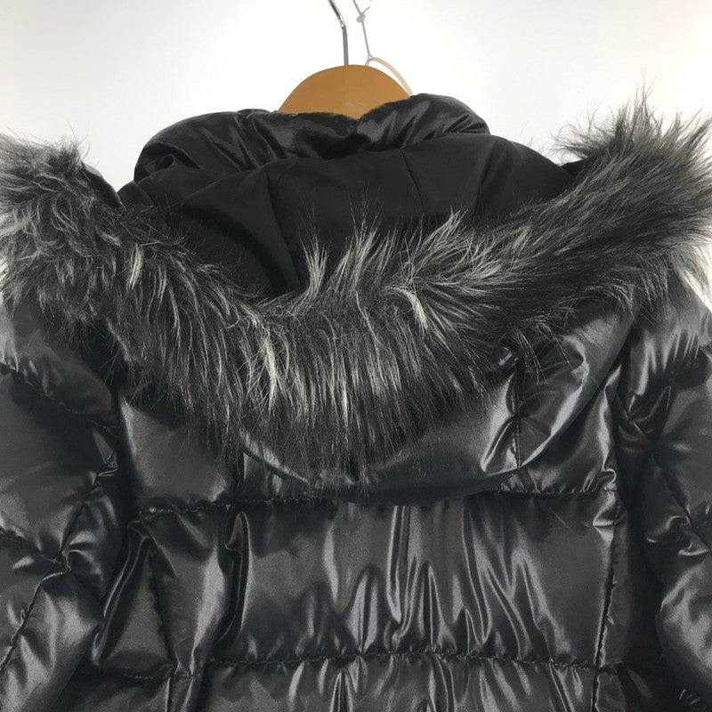 【中古品】【レディース】 UNIQLO ユニクロ DOWN COAT ダウンコート アウター 上着 フード付き BLACK ※使用感あり・腰ベルト無し 169-261018-io-02-fuzh サイズ：L カラー：ブラック 万代Net店