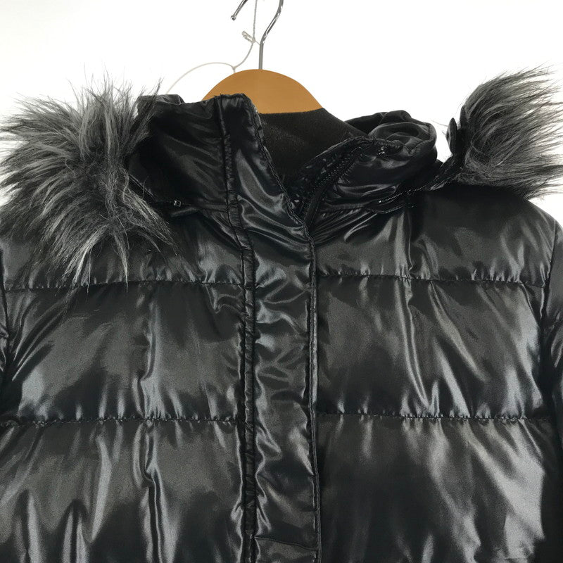 【中古品】【レディース】 UNIQLO ユニクロ DOWN COAT ダウンコート アウター 上着 フード付き BLACK ※使用感あり・腰ベルト無し 169-261018-io-02-fuzh サイズ：L カラー：ブラック 万代Net店