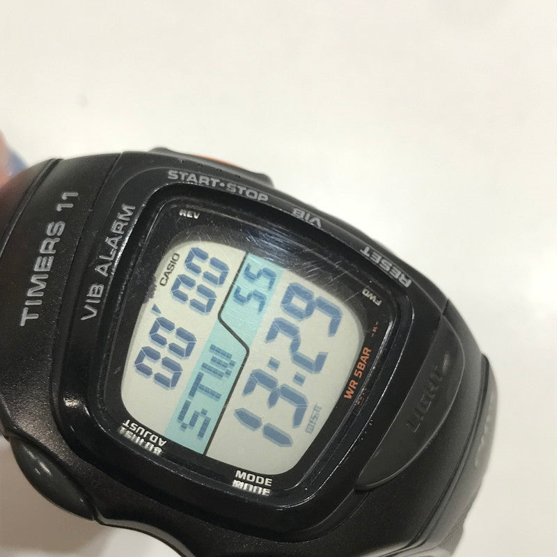 【中古品】【メンズ】 CASIO カシオ RFT-100 PHYS TIMERS11 腕時計 時計 BLACK 本体のみ ※キズ・汚れ・埃付着あり 197-261014-io-08-fuzh カラー：ブラック 万代Net店