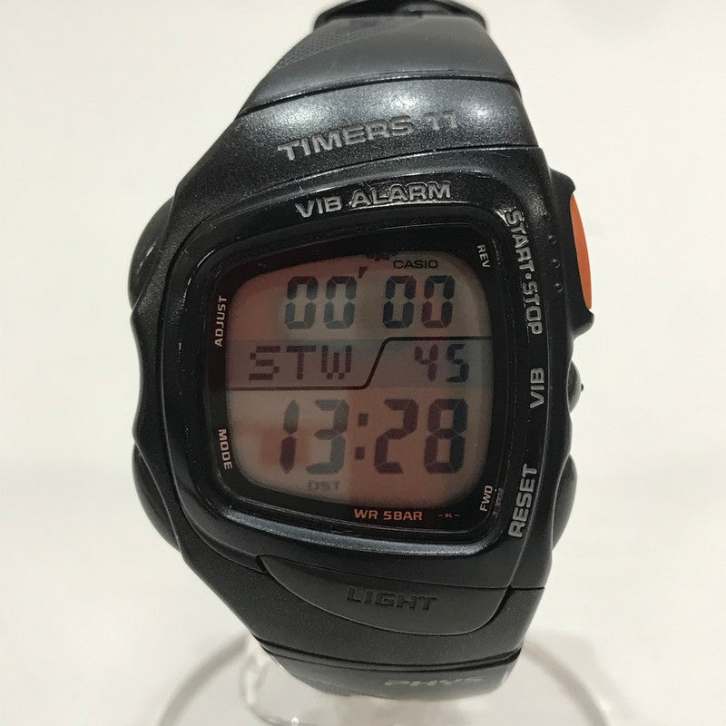 【中古品】【メンズ】 CASIO カシオ RFT-100 PHYS TIMERS11 腕時計 時計 BLACK 本体のみ ※キズ・汚れ・埃付着あり 197-261014-io-08-fuzh カラー：ブラック 万代Net店