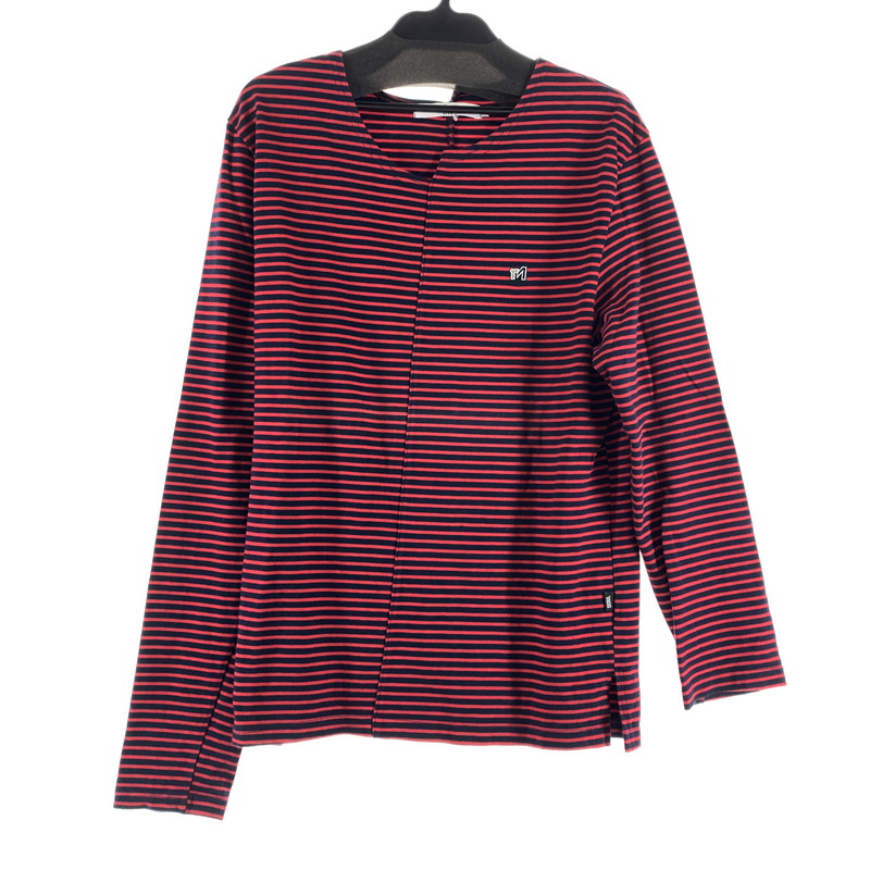【中古品】【メンズ】 87MM パルチルエムエム UNBALANCED M STRIPE-T RED.NAVY ボーダー アシンメトリー アシメ 切替 ロングTシャツ ロンT 男性 ※汚れあり 147-260927-io-10-fuzh サイズ：L カラー：レッドネイビー 万代Net店