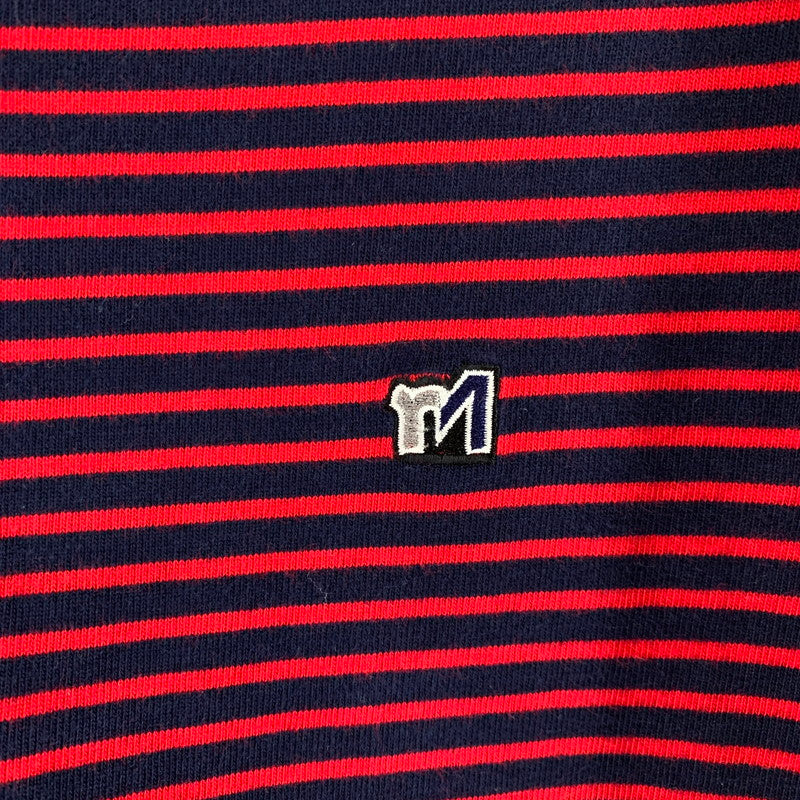 【中古品】【メンズ】 87MM パルチルエムエム UNBALANCED M STRIPE-T RED.NAVY ボーダー アシンメトリー アシメ 切替 ロングTシャツ ロンT 男性 ※汚れあり 147-260927-io-10-fuzh サイズ：L カラー：レッドネイビー 万代Net店