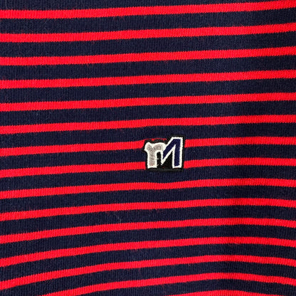 【中古品】【メンズ】 87MM パルチルエムエム UNBALANCED M STRIPE-T RED.NAVY ボーダー アシンメトリー アシメ 切替 ロングTシャツ ロンT 男性 ※汚れあり 147-260927-io-10-fuzh サイズ：L カラー：レッドネイビー 万代Net店