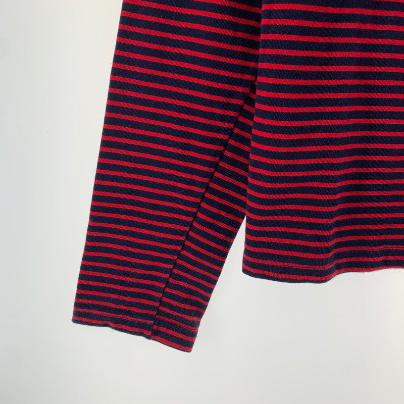 【中古品】【メンズ】 87MM パルチルエムエム UNBALANCED M STRIPE-T RED.NAVY ボーダー アシンメトリー アシメ 切替 ロングTシャツ ロンT 男性 ※汚れあり 147-260927-io-10-fuzh サイズ：L カラー：レッドネイビー 万代Net店