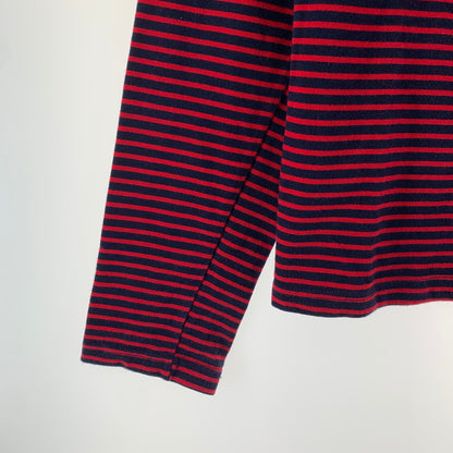 【中古品】【メンズ】 87MM パルチルエムエム UNBALANCED M STRIPE-T RED.NAVY ボーダー アシンメトリー アシメ 切替 ロングTシャツ ロンT 男性 ※汚れあり 147-260927-io-10-fuzh サイズ：L カラー：レッドネイビー 万代Net店