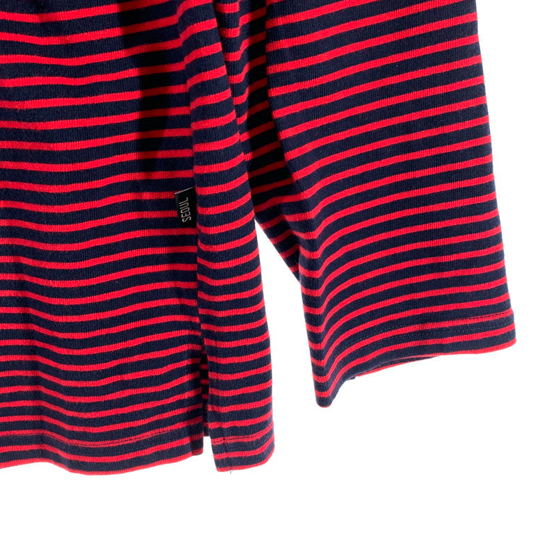 【中古品】【メンズ】 87MM パルチルエムエム UNBALANCED M STRIPE-T RED.NAVY ボーダー アシンメトリー アシメ 切替 ロングTシャツ ロンT 男性 ※汚れあり 147-260927-io-10-fuzh サイズ：L カラー：レッドネイビー 万代Net店