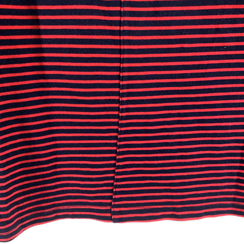 【中古品】【メンズ】 87MM パルチルエムエム UNBALANCED M STRIPE-T RED.NAVY ボーダー アシンメトリー アシメ 切替 ロングTシャツ ロンT 男性 ※汚れあり 147-260927-io-10-fuzh サイズ：L カラー：レッドネイビー 万代Net店