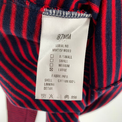 【中古品】【メンズ】 87MM パルチルエムエム UNBALANCED M STRIPE-T RED.NAVY ボーダー アシンメトリー アシメ 切替 ロングTシャツ ロンT 男性 ※汚れあり 147-260927-io-10-fuzh サイズ：L カラー：レッドネイビー 万代Net店