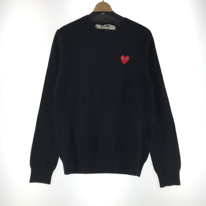 【中古品】【メンズ】 PLAY COMME DES GARCONS プレイコムデギャルソン AZ-N002 KNIT SWEATER BLACK ニットセーター ハートワッペン SIZE:L 140-260924-ky-03-fuzh 万代Net店