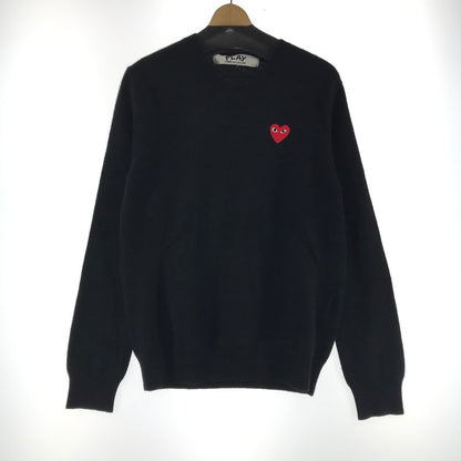 【中古品】【メンズ】 PLAY COMME DES GARCONS プレイコムデギャルソン AZ-N002 KNIT SWEATER BLACK ニットセーター ハートワッペン SIZE:L 140-260924-ky-03-fuzh 万代Net店