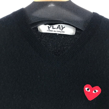 【中古品】【メンズ】 PLAY COMME DES GARCONS プレイコムデギャルソン AZ-N002 KNIT SWEATER BLACK ニットセーター ハートワッペン SIZE:L 140-260924-ky-03-fuzh 万代Net店