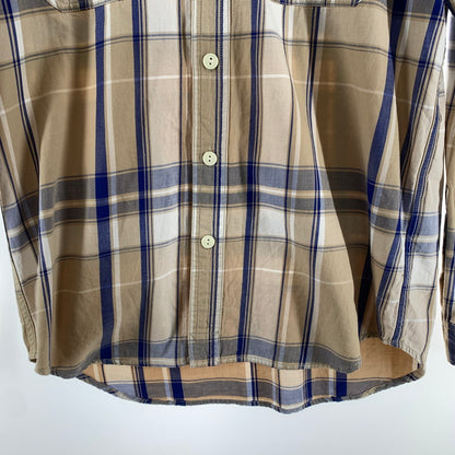 【中古品】【メンズ】 AVIREX アヴィレックス 6185092 EMBROIDERED CHECK SHIRT チェックシャツ 長袖シャツ BEIGE 男性 145-260927-io-13-fuzh サイズ：L カラー：ベージュ 万代Net店