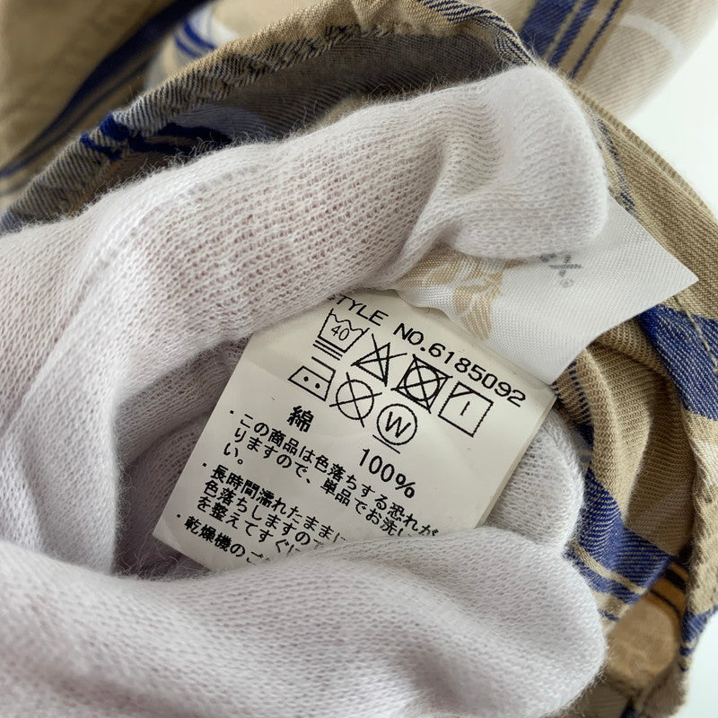 【中古品】【メンズ】 AVIREX アヴィレックス 6185092 EMBROIDERED CHECK SHIRT チェックシャツ 長袖シャツ BEIGE 男性 145-260927-io-13-fuzh サイズ：L カラー：ベージュ 万代Net店