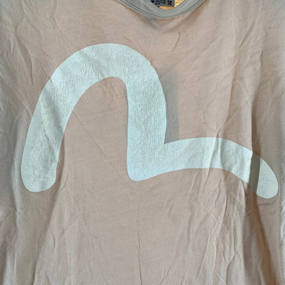 【中古品】【メンズ】 EVISU エヴィス 半袖Tシャツ Tシャツ BEIGE フロントロゴ 男性 ※使用感あり 145-260927-io-15-fuzh サイズ：38 カラー：ベージュ 万代Net店