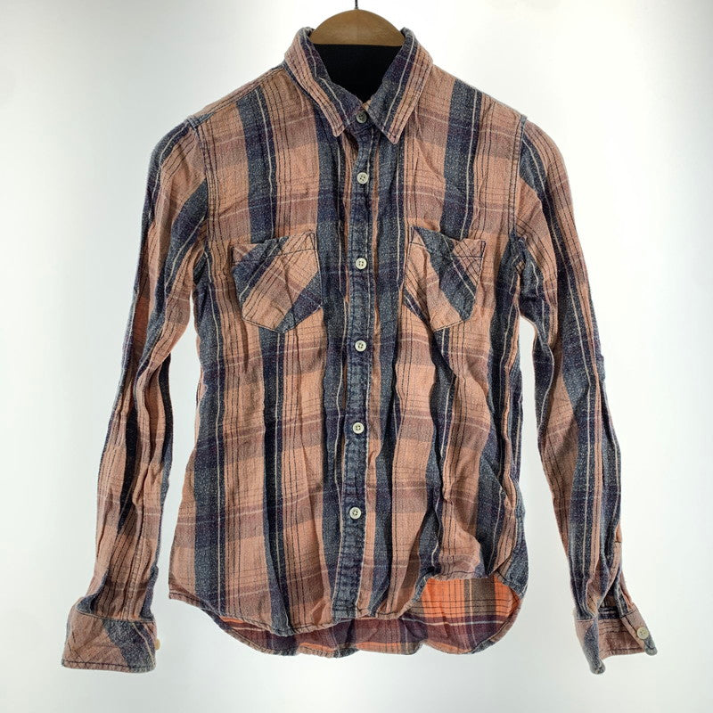 【中古品】【メンズ】 R.H VINTAGE ロンハーマンヴィンテージ チェックシャツ 長袖シャツ ORANGE 男性 ※使用感あり 141-260927-io-17-fuzh サイズ：XS カラー：オレンジ 万代Net店