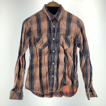 【中古品】【メンズ】 R.H VINTAGE ロンハーマンヴィンテージ チェックシャツ 長袖シャツ ORANGE 男性 ※使用感あり 141-260927-io-17-fuzh サイズ：XS カラー：オレンジ 万代Net店