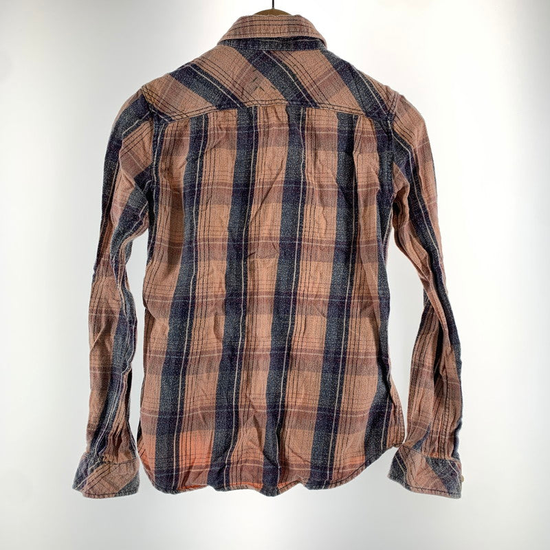 【中古品】【メンズ】 R.H VINTAGE ロンハーマンヴィンテージ チェックシャツ 長袖シャツ ORANGE 男性 ※使用感あり 141-260927-io-17-fuzh サイズ：XS カラー：オレンジ 万代Net店