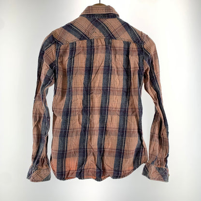 【中古品】【メンズ】 R.H VINTAGE ロンハーマンヴィンテージ チェックシャツ 長袖シャツ ORANGE 男性 ※使用感あり 141-260927-io-17-fuzh サイズ：XS カラー：オレンジ 万代Net店
