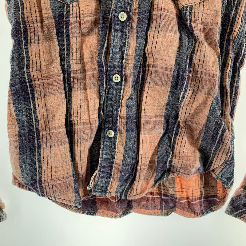 【中古品】【メンズ】 R.H VINTAGE ロンハーマンヴィンテージ チェックシャツ 長袖シャツ ORANGE 男性 ※使用感あり 141-260927-io-17-fuzh サイズ：XS カラー：オレンジ 万代Net店