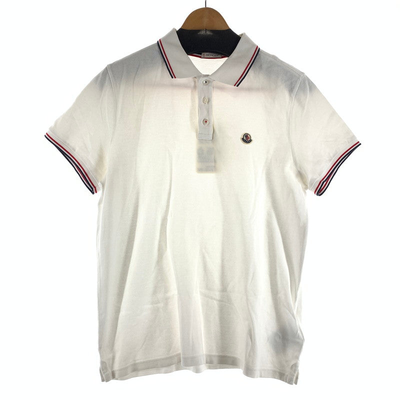 【中古品】【メンズ】 MONCLER モンクレール E10918345600-84556 POLO SHIRT ポロシャツ ポロ シャツ 半袖 ティップライン WHITE 男性 141-260927-io-22-fuzh サイズ：L カラー：ホワイト 万代Net店