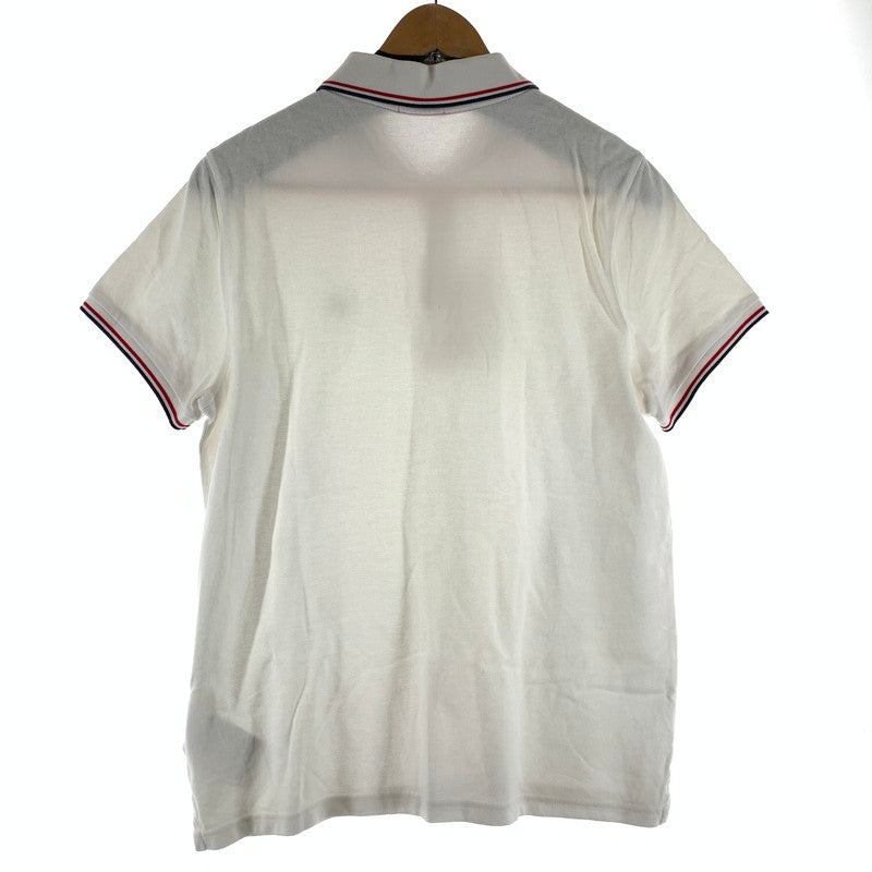 【中古品】【メンズ】 MONCLER モンクレール E10918345600-84556 POLO SHIRT ポロシャツ ポロ シャツ 半袖 ティップライン WHITE 男性 141-260927-io-22-fuzh サイズ：L カラー：ホワイト 万代Net店