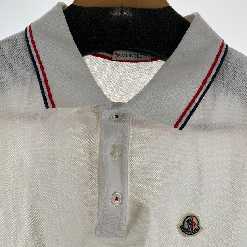 【中古品】【メンズ】 MONCLER モンクレール E10918345600-84556 POLO SHIRT ポロシャツ ポロ シャツ 半袖 ティップライン WHITE 男性 141-260927-io-22-fuzh サイズ：L カラー：ホワイト 万代Net店
