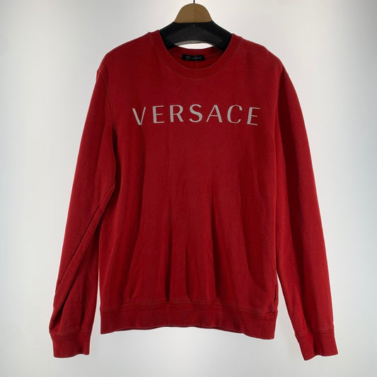 【中古品】【メンズ】 VERSACE ヴェルサーチ A87019 A230902 刺しゅうロゴ スウェット トップス トレーナー RED 男性 ※使用感あり 141-260927-io-21-fuzh サイズ：M カラー：レッド 万代Net店