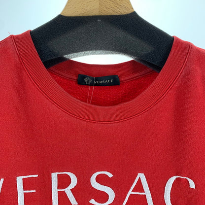 【中古品】【メンズ】 VERSACE ヴェルサーチ A87019 A230902 刺しゅうロゴ スウェット トップス トレーナー RED 男性 ※使用感あり 141-260927-io-21-fuzh サイズ：M カラー：レッド 万代Net店
