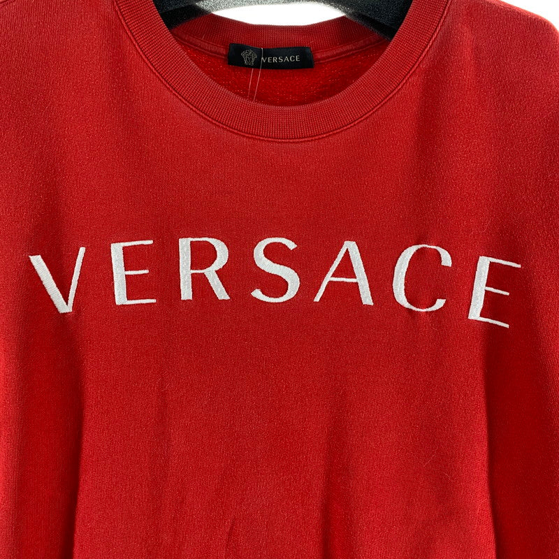 【中古品】【メンズ】 VERSACE ヴェルサーチ A87019 A230902 刺しゅうロゴ スウェット トップス トレーナー RED 男性 ※使用感あり 141-260927-io-21-fuzh サイズ：M カラー：レッド 万代Net店