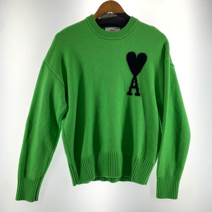 【中古品】【メンズ】 AMI PARIS アミ・パリス UKS002.018 HEART LOGO KNIT SWEATER ハートロゴ ニットセーター トップス セーター LIGHTGREEN 男性 おしゃれ ※毛玉・使用感あり 141-260927-io-23-fuzh サイズ：S カラー：ライトグリーン 万代Net店