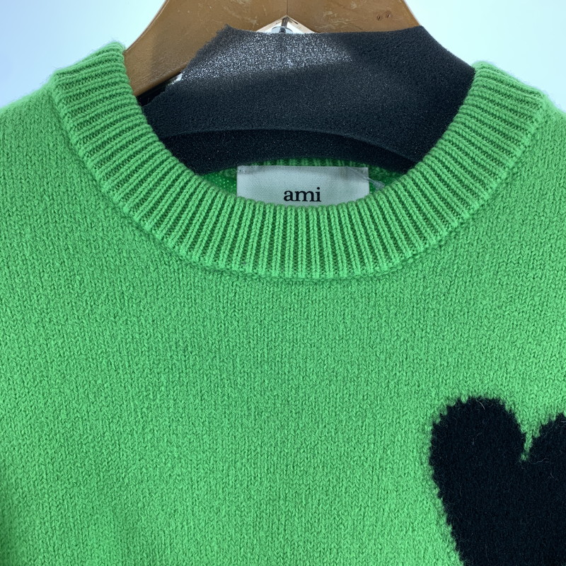 【中古品】【メンズ】 AMI PARIS アミ・パリス UKS002.018 HEART LOGO KNIT SWEATER ハートロゴ ニットセーター トップス セーター LIGHTGREEN 男性 おしゃれ ※毛玉・使用感あり 141-260927-io-23-fuzh サイズ：S カラー：ライトグリーン 万代Net店