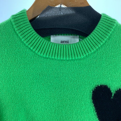 【中古品】【メンズ】 AMI PARIS アミ・パリス UKS002.018 HEART LOGO KNIT SWEATER ハートロゴ ニットセーター トップス セーター LIGHTGREEN 男性 おしゃれ ※毛玉・使用感あり 141-260927-io-23-fuzh サイズ：S カラー：ライトグリーン 万代Net店