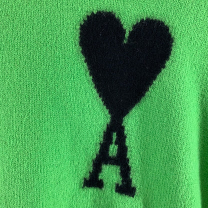 【中古品】【メンズ】 AMI PARIS アミ・パリス UKS002.018 HEART LOGO KNIT SWEATER ハートロゴ ニットセーター トップス セーター LIGHTGREEN 男性 おしゃれ ※毛玉・使用感あり 141-260927-io-23-fuzh サイズ：S カラー：ライトグリーン 万代Net店